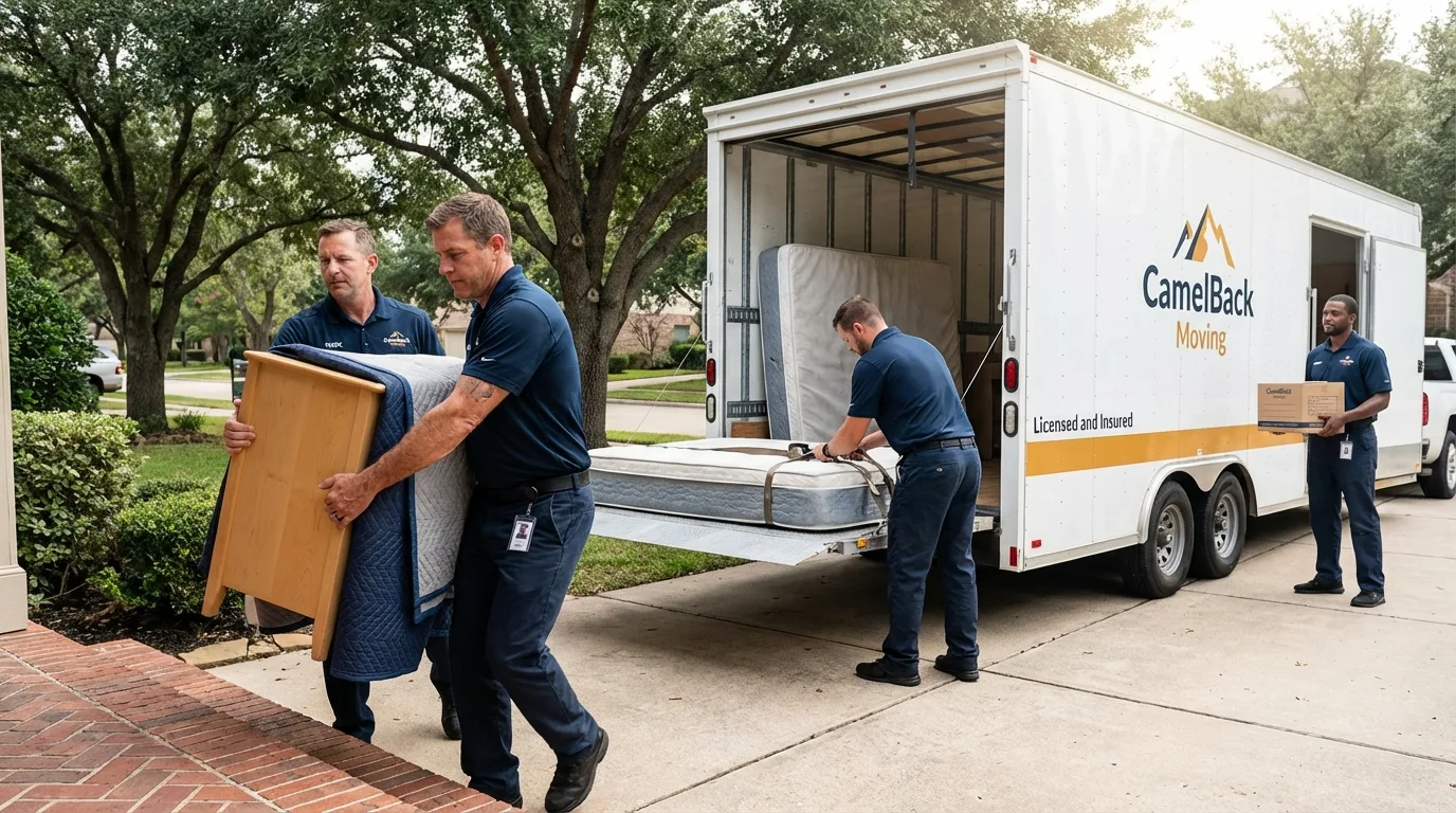 Crew loading residential truck for cross-state move from Salem, SD