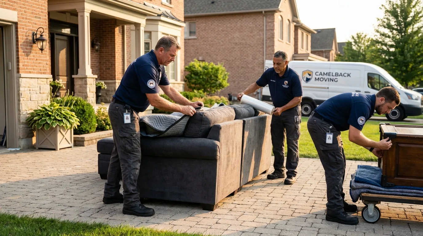 Large estate moving crew wrapping furniture in Salem, SD